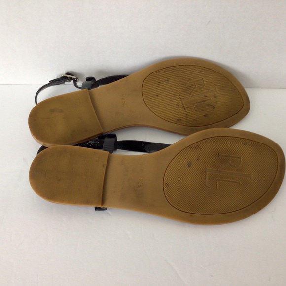 Lauren Ralph Lauren Black Patent Thong Sandals, 8.5B - Picture 6 of 8